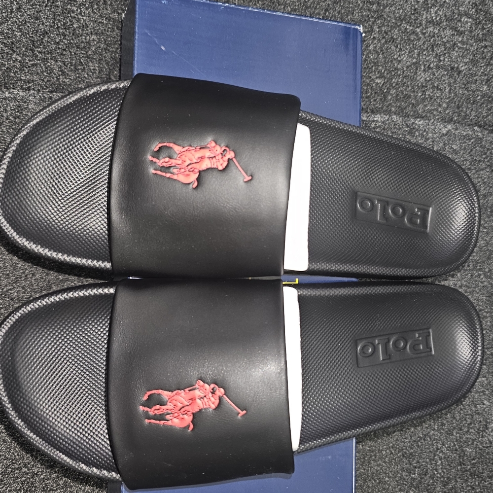 Men polo Sandal black size 11